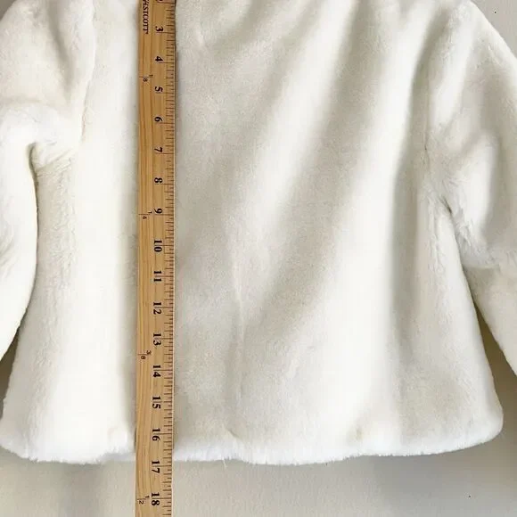 Gymboree Cream White Faux Fur Shrug Size 7/8 M Coat Fancy Dressed Up Jacket - Picture 6 of 8
